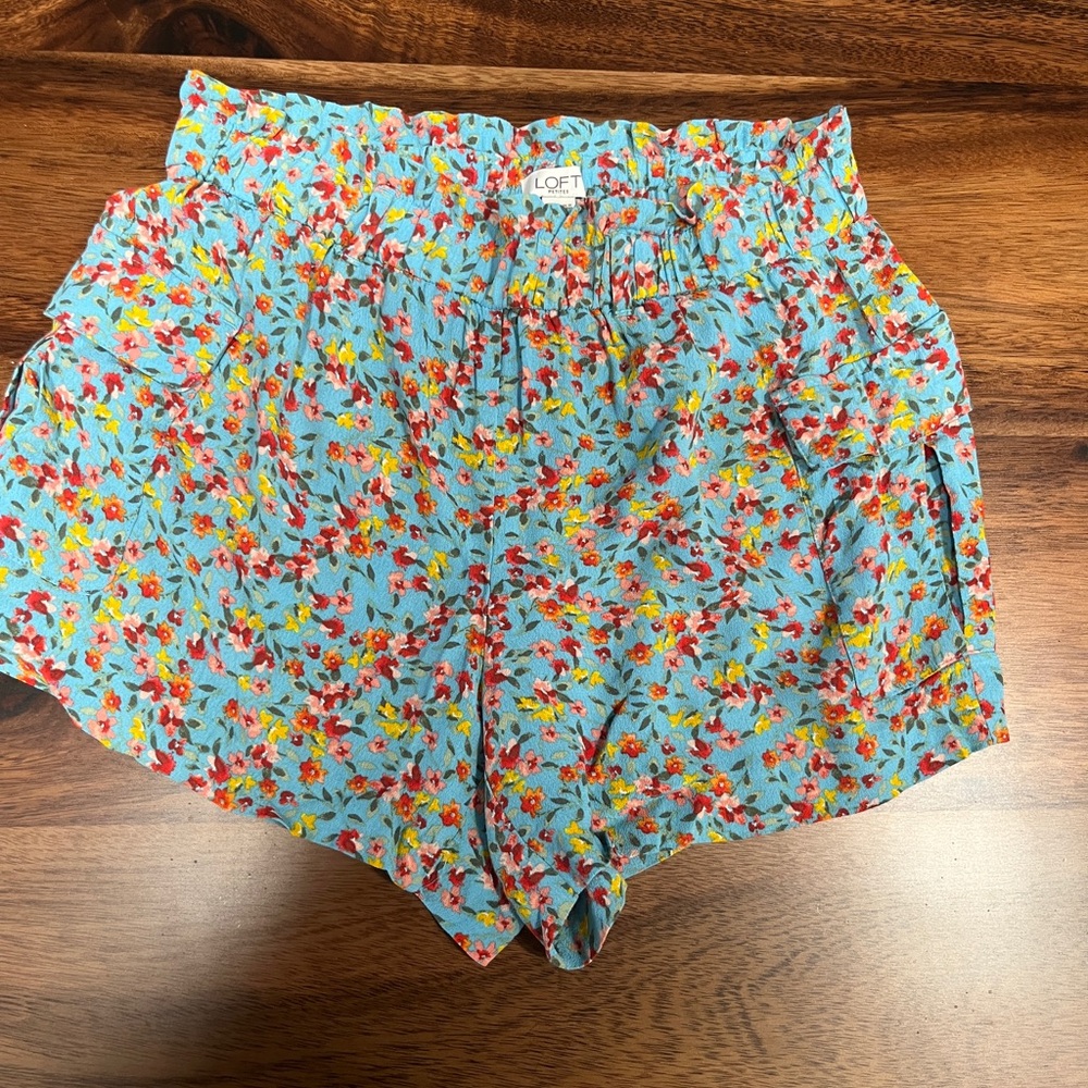 LOFT High Waist Floral Print Shorts-